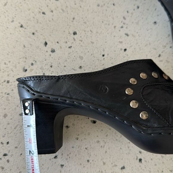 Josef Seibel Women’s Black Leather Western Studs Heels Slip On Mule Clog Size 36 - Picture 7 of 13